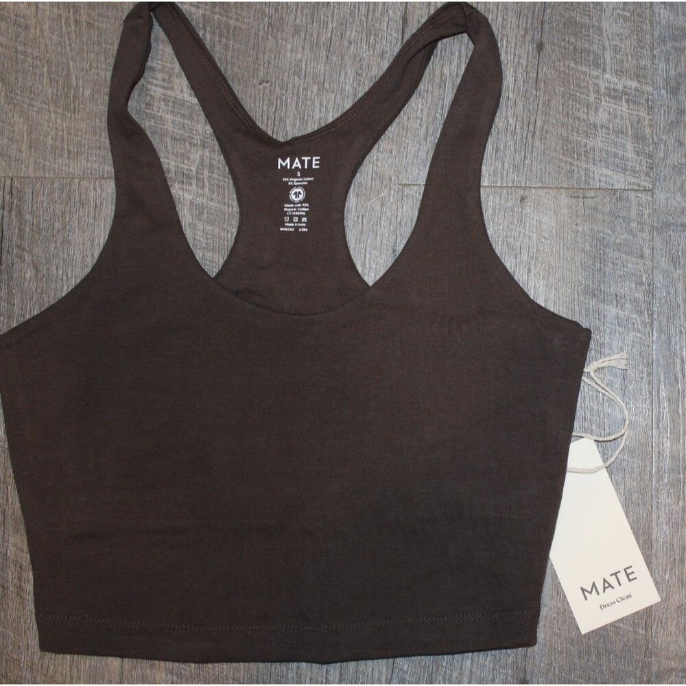 MATE the Label - brown organic stretch crop racer tank